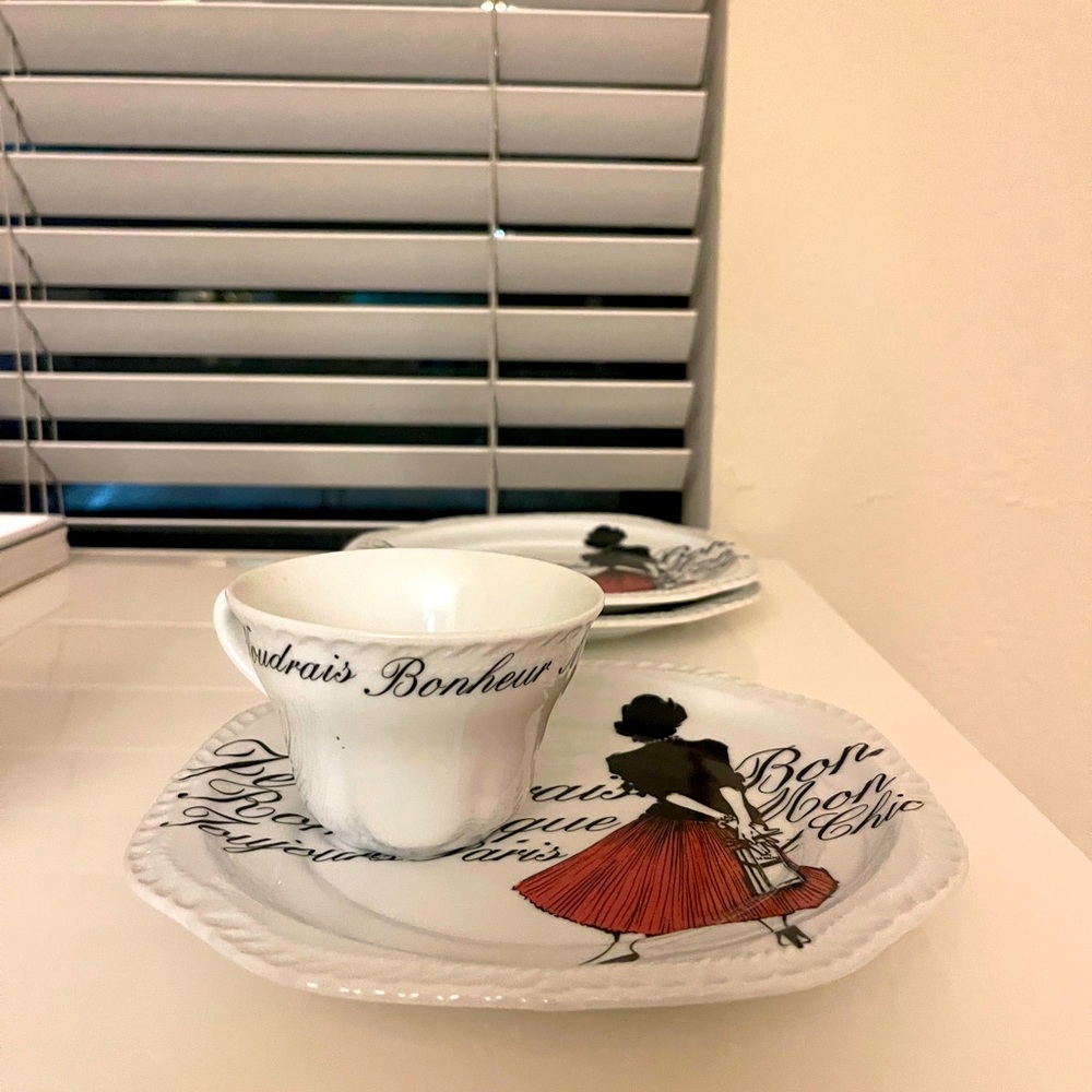 Vintage Rosanna Fashion Tea Cup and Plate. Set of 10
